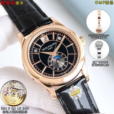Patek Philippe Complications 40mm 316L Steel 324 Movement Crocodile Leather Strap Rose Gold Case Men Watch